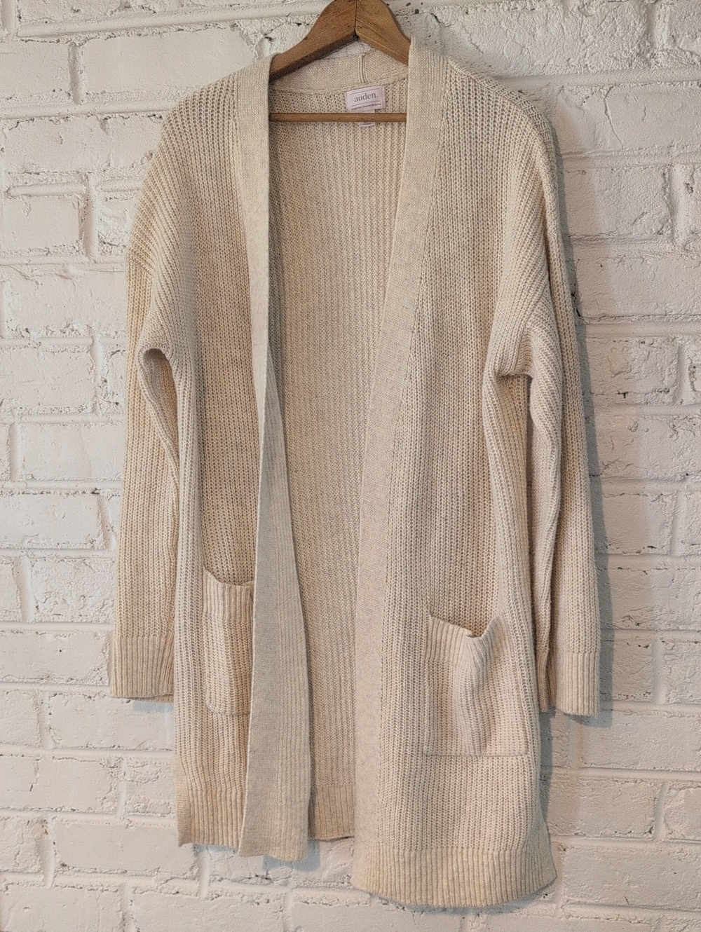 Auden Open-Front Cream Knit Cardigan Sweater